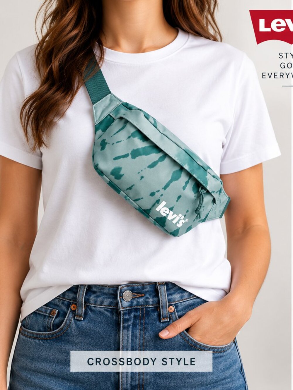 Levi’s Teal Tie Dye Belt Bag Fanny Pack Waist Bag Unisex NWOT